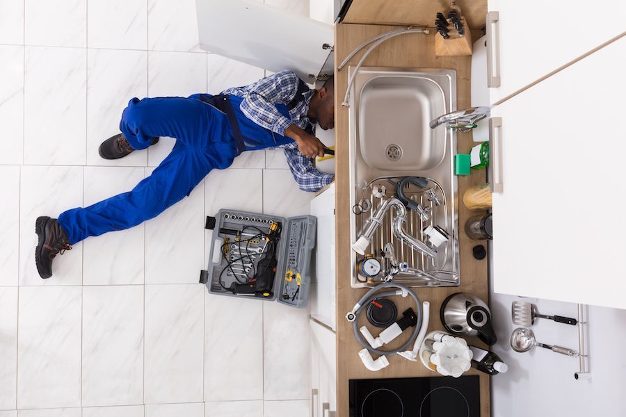 A plumber works under a sink. How Often Do I Need Plumbing Maintenance?
